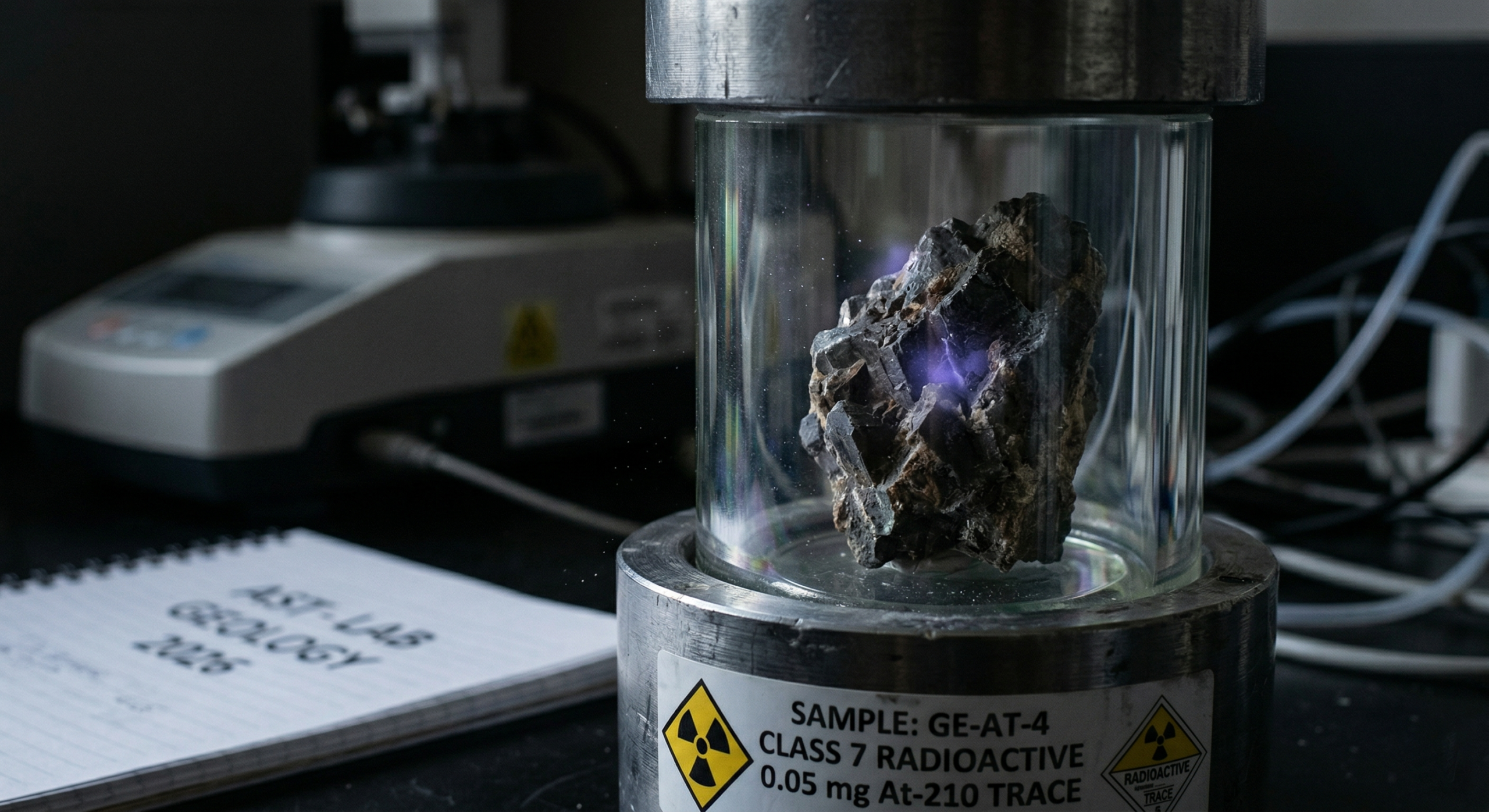 Illustration of Astatine in lab environment
